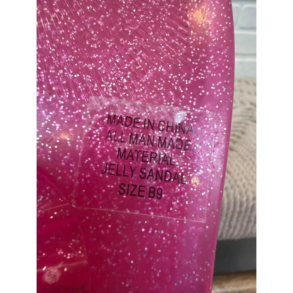 Kate Spade Pink Glitter Jelly T-Strap Thong Sandals Size 9